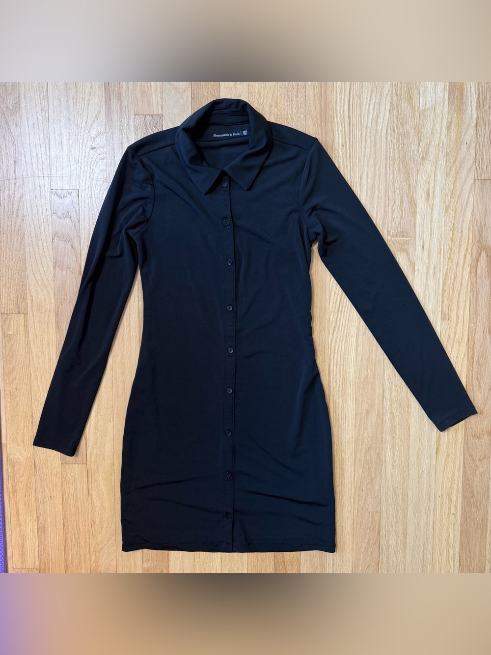 Abercrombie & Fitch Womens Black Long Sleeve Button Down Shirt Dress XS petite